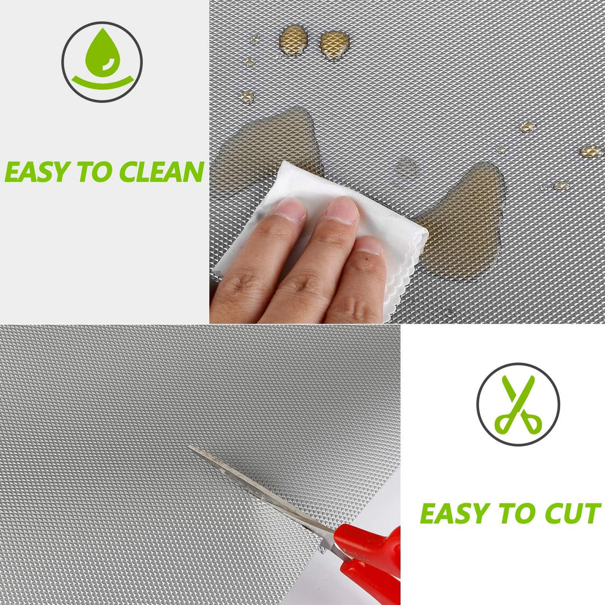 Kitchen Shelf Liner Drawer Liners, Non-Adhesive Refrigerator Liners Waterproof Fridge Mats with