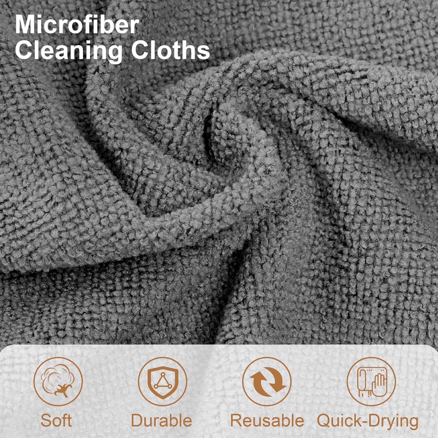 LIVOS Microfiber Cleaning Cloth Roll - 80 Pack, Reusable Paper Towels Grey Tear Away, Microfiber