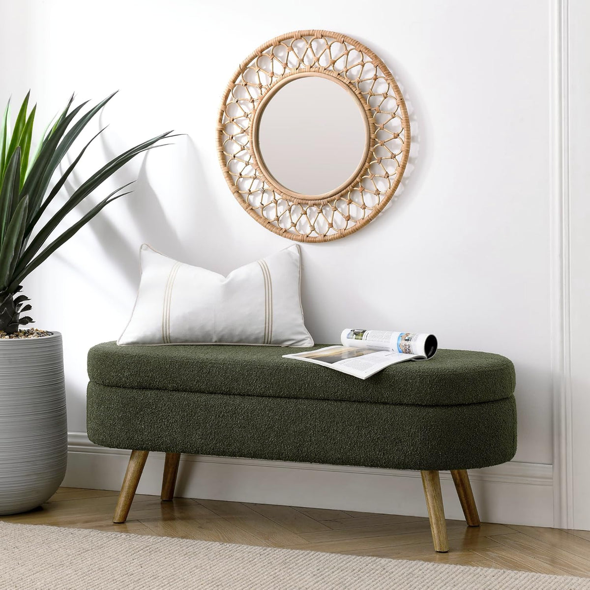 Storage Bench, 43" Storage Ottoman Bench, Shoe Storages Benches for Bedroom, Upholstered Entryway