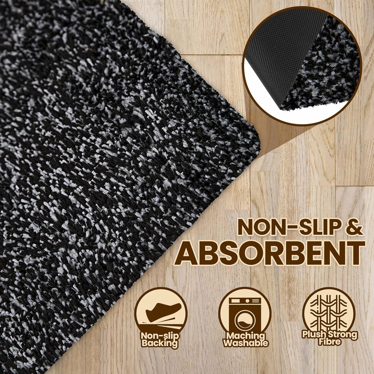 Premium Microfiber Indoor Door Mat – 20"x30" Washable Entry Mat, Non-Slip, Waterproof Backing