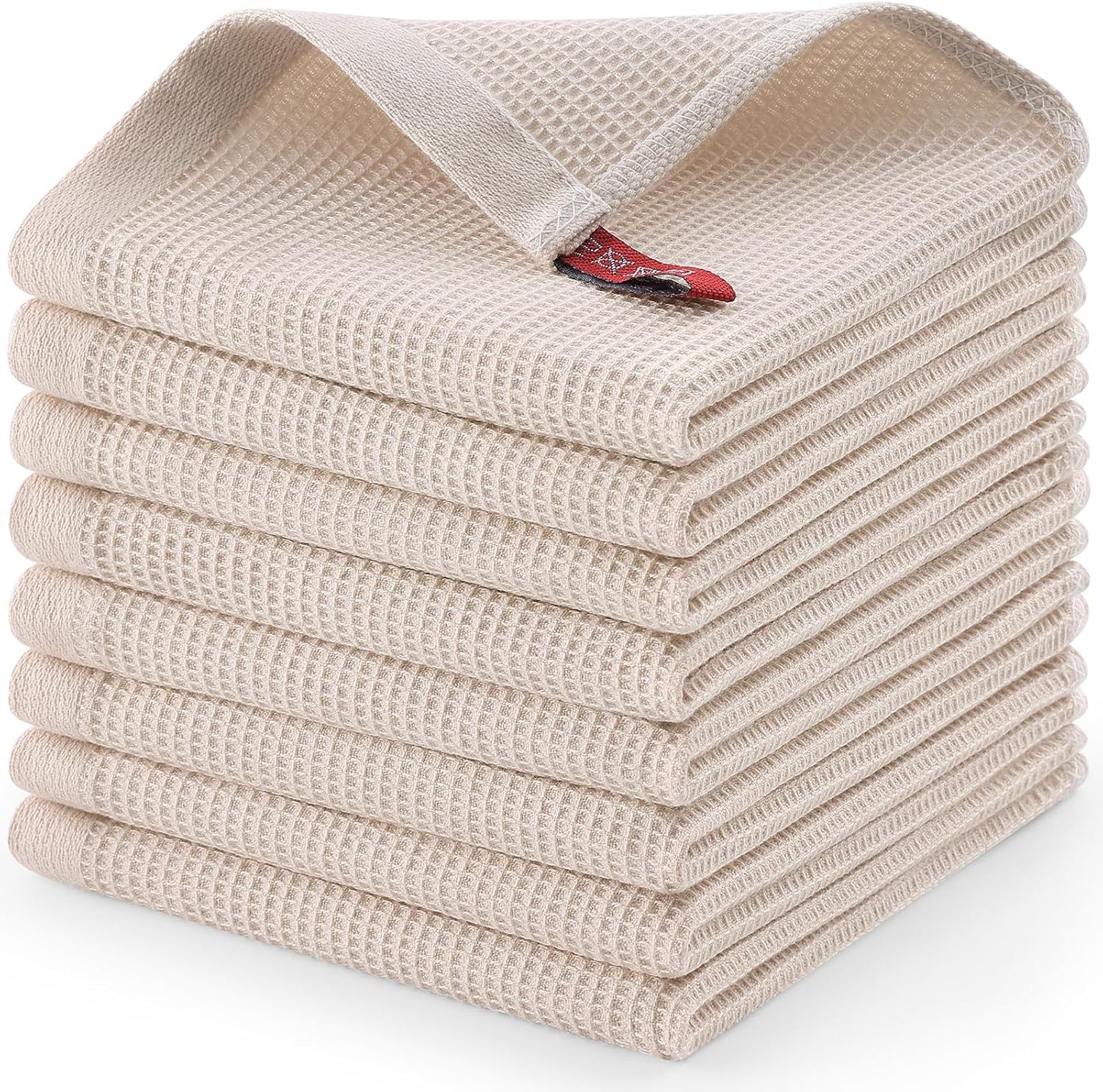 Homaxy 100% Cotton Waffle Weave Dish Cloths - 8 Pack Soft and Absorbent Dish Towels - 12 x 12