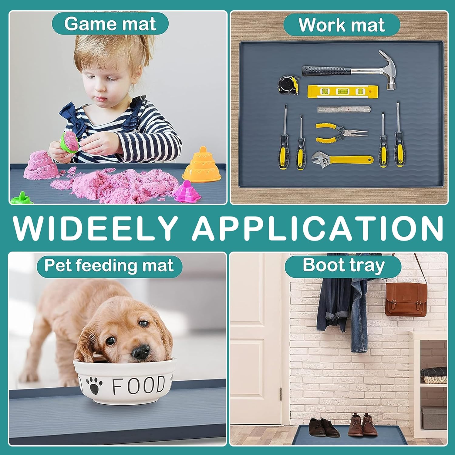 URMONA Waterproof Silicone Under Sink Mat 31'' x 22'' Shelf Liner for Kitchen and Bathroom, Cabinet