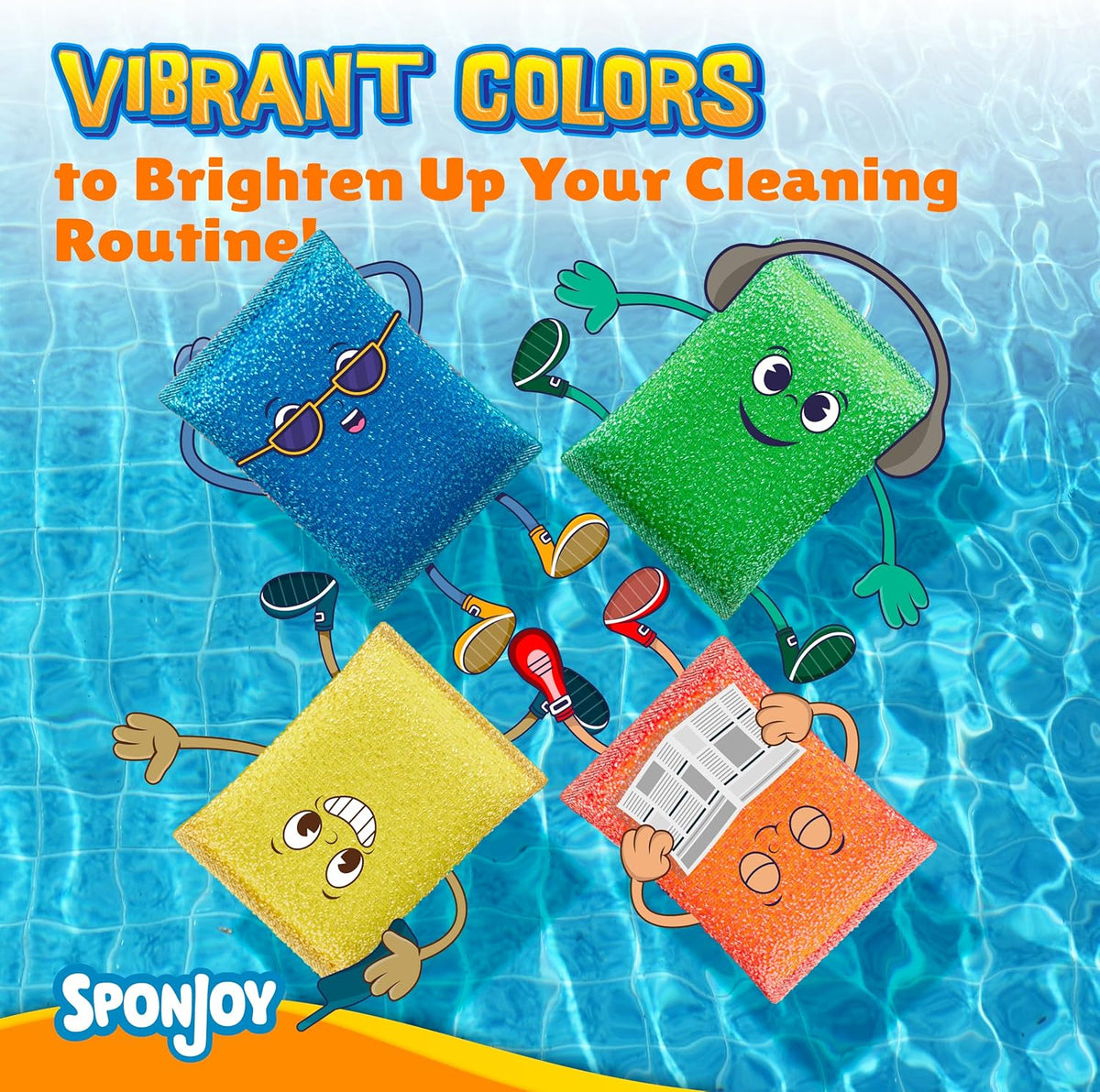 6-Pack Dish Sponges Kitchen - Colorful Kitchen Sponges for Washing Dishes, Non-Scratch &