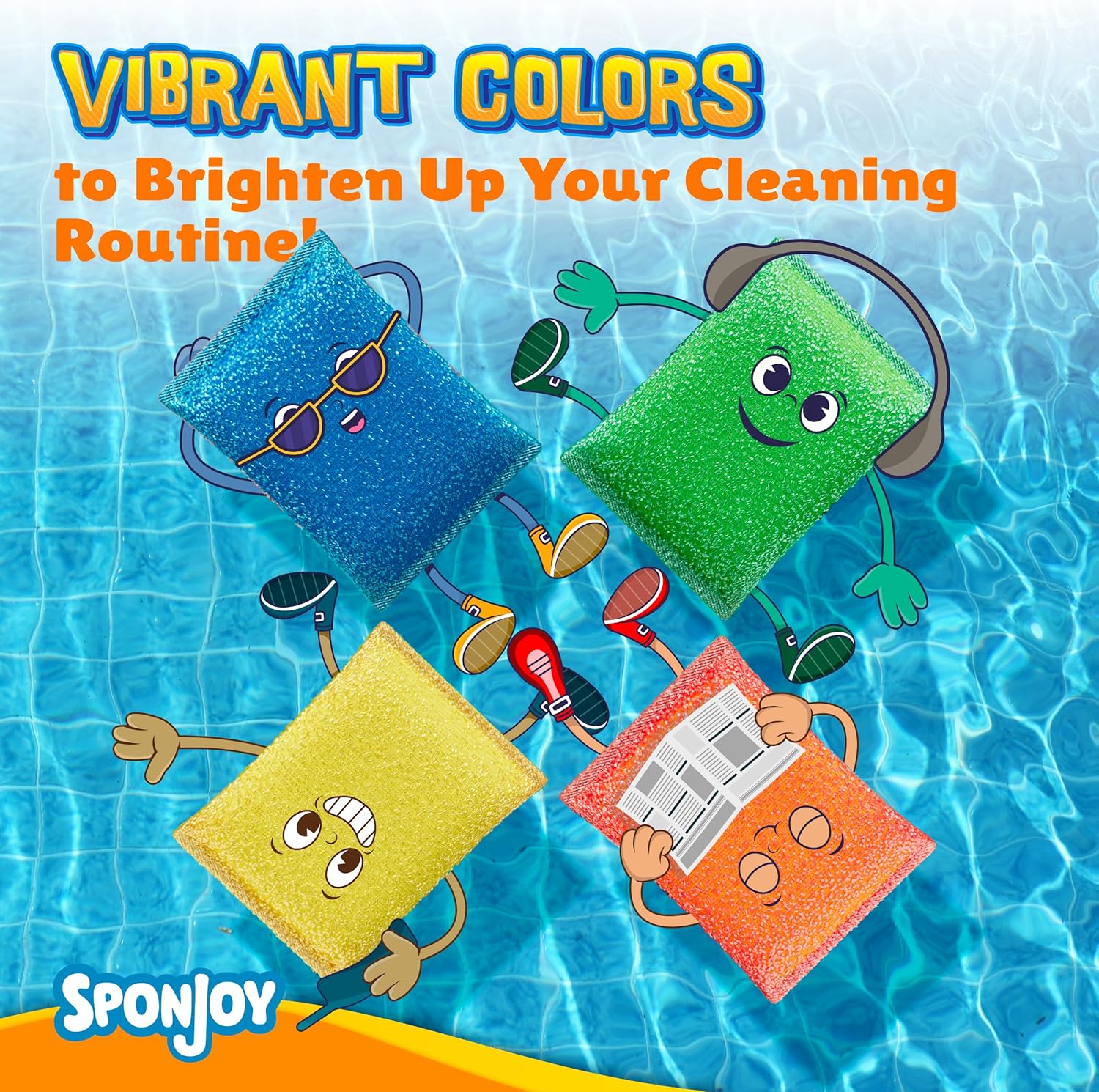 6-Pack Dish Sponges Kitchen - Colorful Kitchen Sponges for Washing Dishes, Non-Scratch &