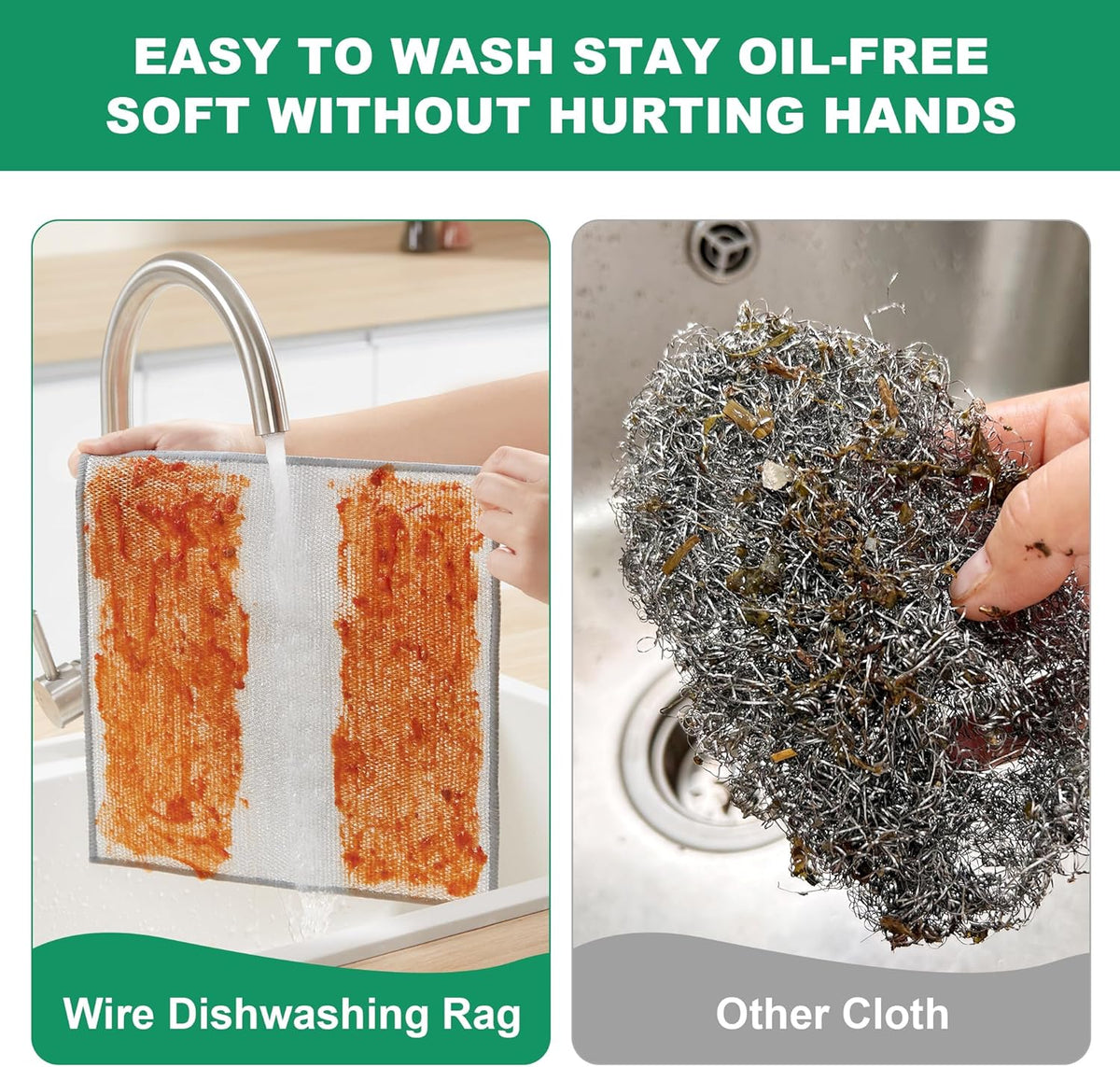 JOYMOOP Multipurpose Non-Scratch Silver Fiber Dishwashing Cloths, Reusable Cleaning Rags, Scrubbing