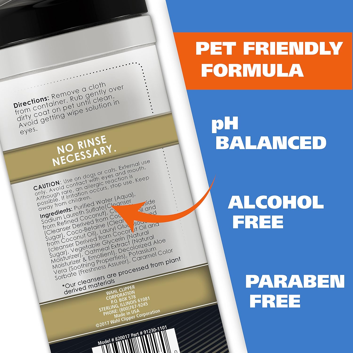 Wahl USA Pet Refresh Cleaning Wipes for All Dog Breeds - Use on Ears, Nose, Paws, Bottom, &