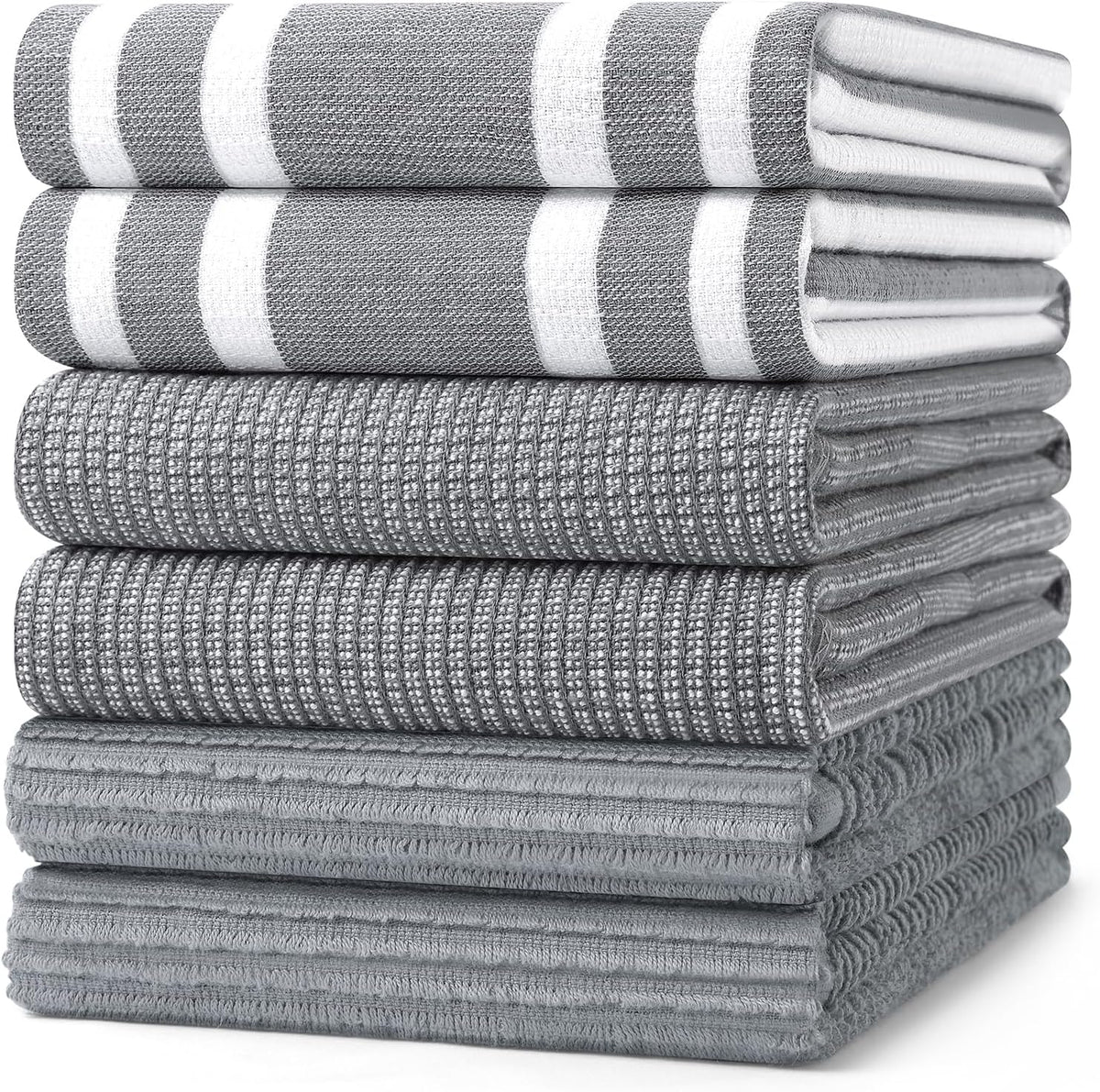 Homaxy Premium Kitchen Towels(18”x 28”, 6 Pack), Large Cotton 380 GSM Kitchen Hand Towels, Soft and