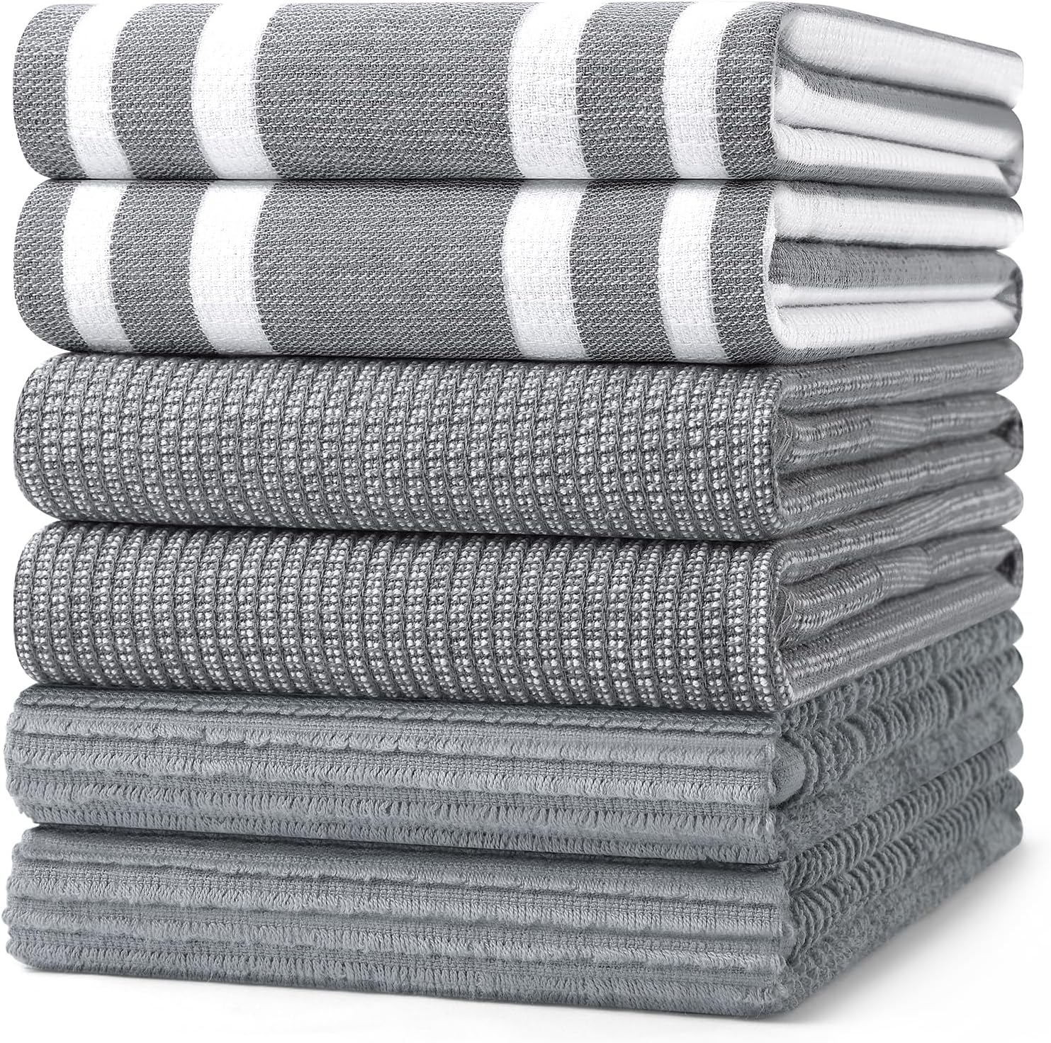 Homaxy Premium Kitchen Towels(18”x 28”, 6 Pack), Large Cotton 380 GSM Kitchen Hand Towels, Soft and