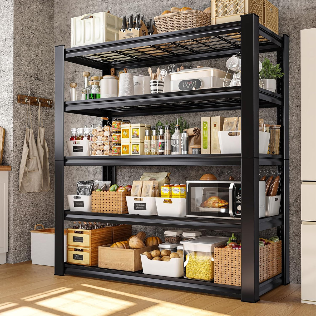 REIBII 3010LBS Storage Shelves 72" H Garage Shelving Heavy Duty Metal Shelving 5 Tier Adjustable