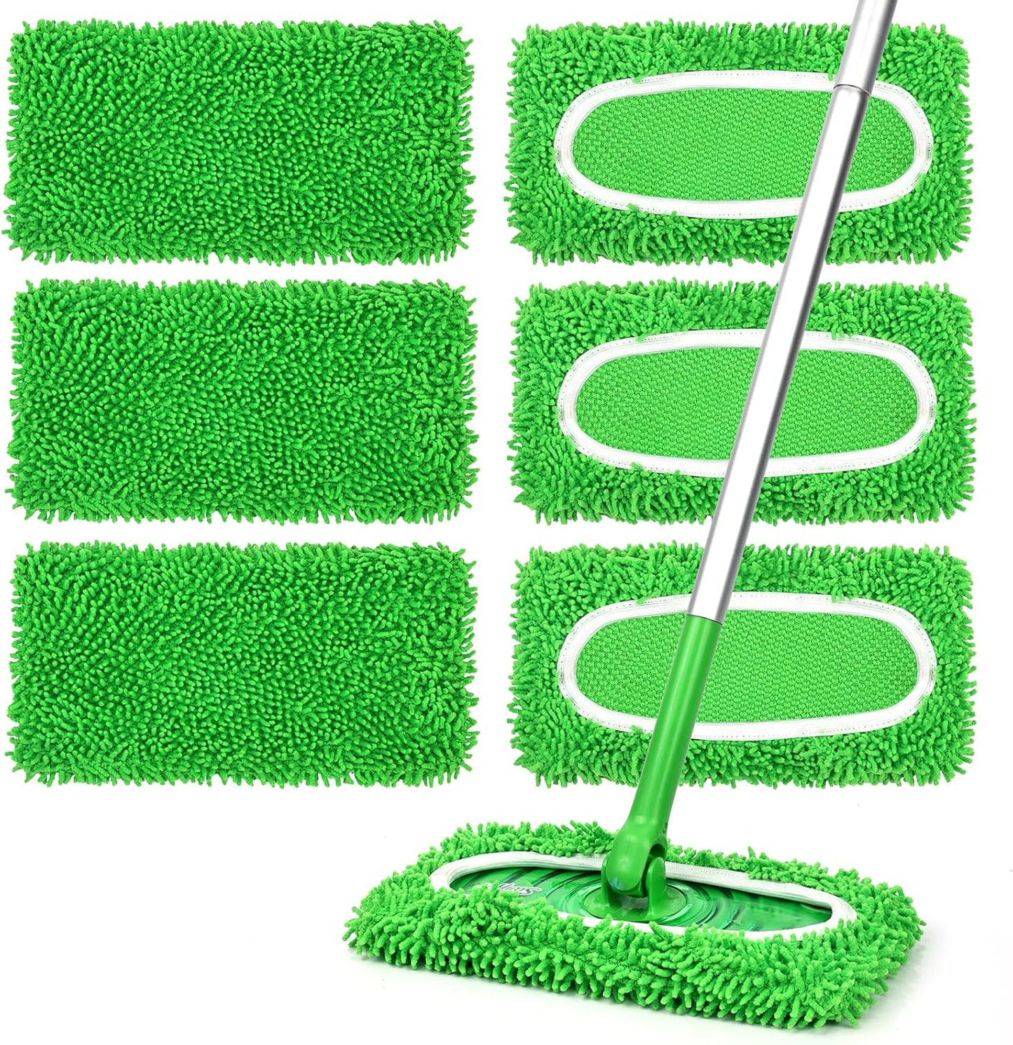 6Pcs Reusable Microfiber Mop Pads Compatible with Sweeper Mop, Replacement Wet Mopping pad Refills