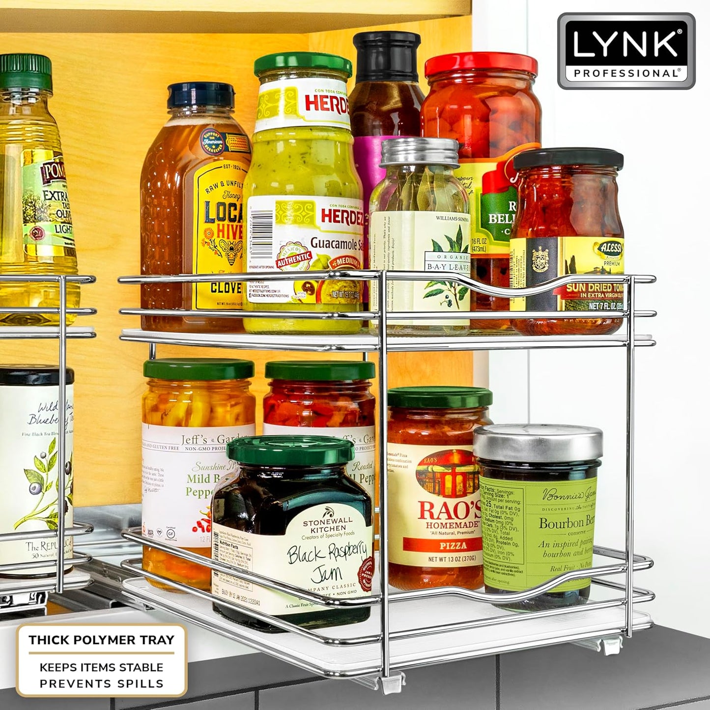 LYNK PROFESSIONAL® Pull Out Spice Rack Organizer for Inside Kitchen Cabinets - 8-1/4 inch Wide