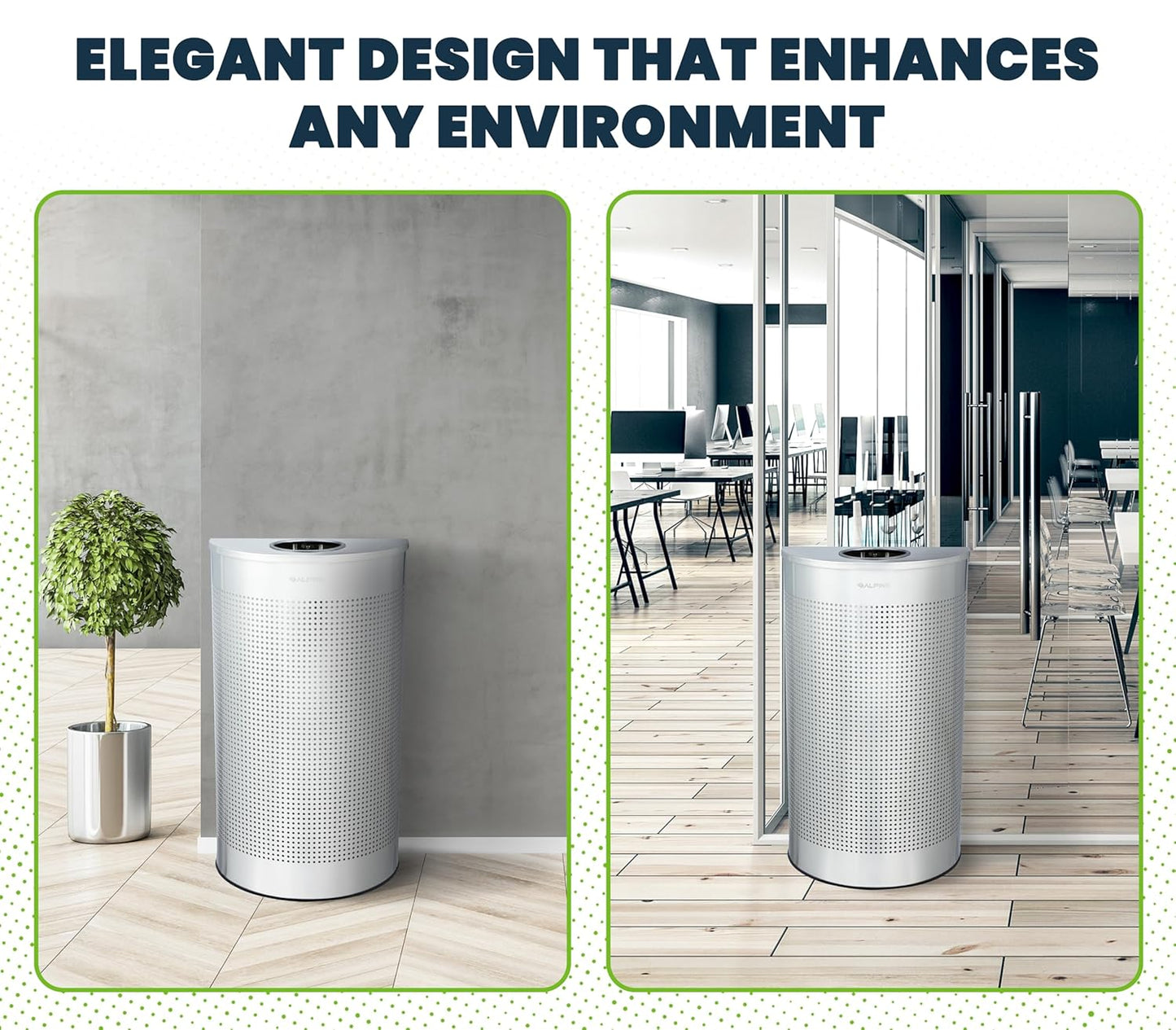 Alpine Half Round Trash Can Open Top - Modern 12 Gallon Stainless Steel Space Saving Indoor