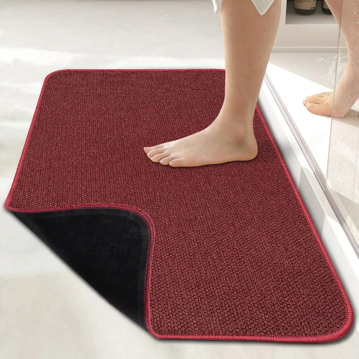Bath Mat,Ultra Thin Bathroom Rugs,Rubber Bath Mats for Bathroom,No Slip Bath Rugs,Quick Dry,Machine