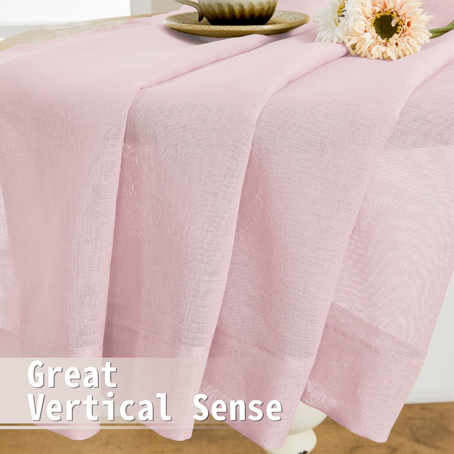 Tollpiz Sheer Door Curtains Closet Linen Textured Curtain Sheers Doorway Light Filtering Voile