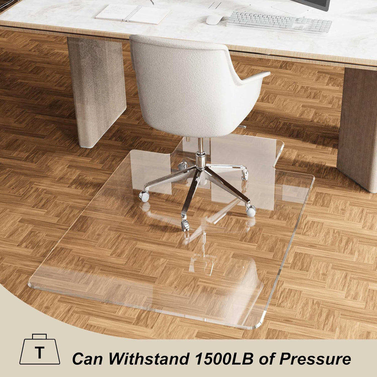 Beveled Edge Irregular Office Chair Mat with Lip for Carpet or Hardwood Floor Crystal Clear 36" x