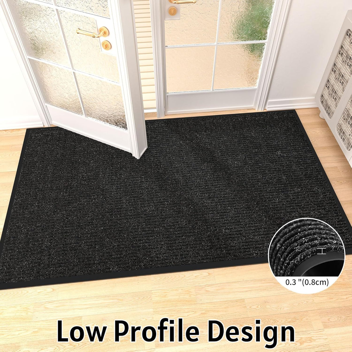 Front Door Mat Indoor Outdoor Entrance, 36" x 48" Dirt Resistant and Absorbent Door Mat, TPR