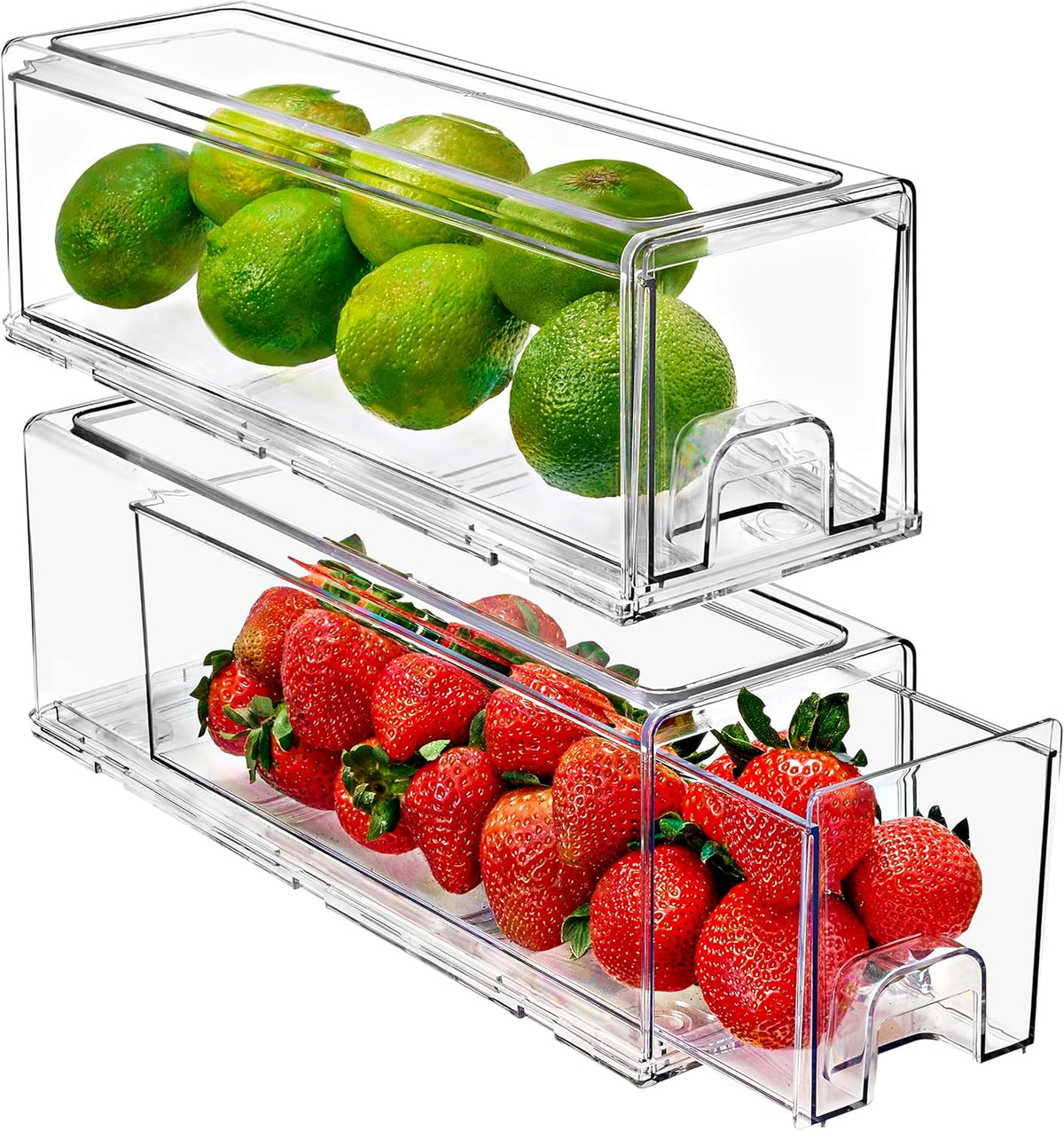 Sorbus Small Clear Storage Drawers (2 Pack) – Stackable Organizer Bins with Pull-Out Drawers for