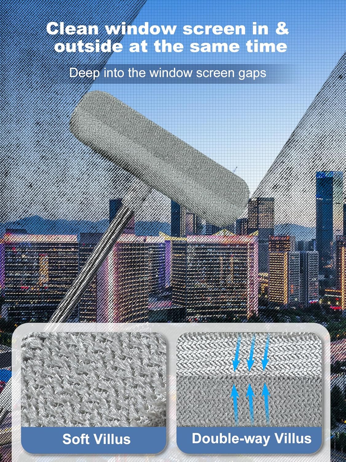 IMHO Cleaning Brush for Window Screen, Screen Cleaner Tool, 2 in 1 Mesh Screen Cleaning Brush