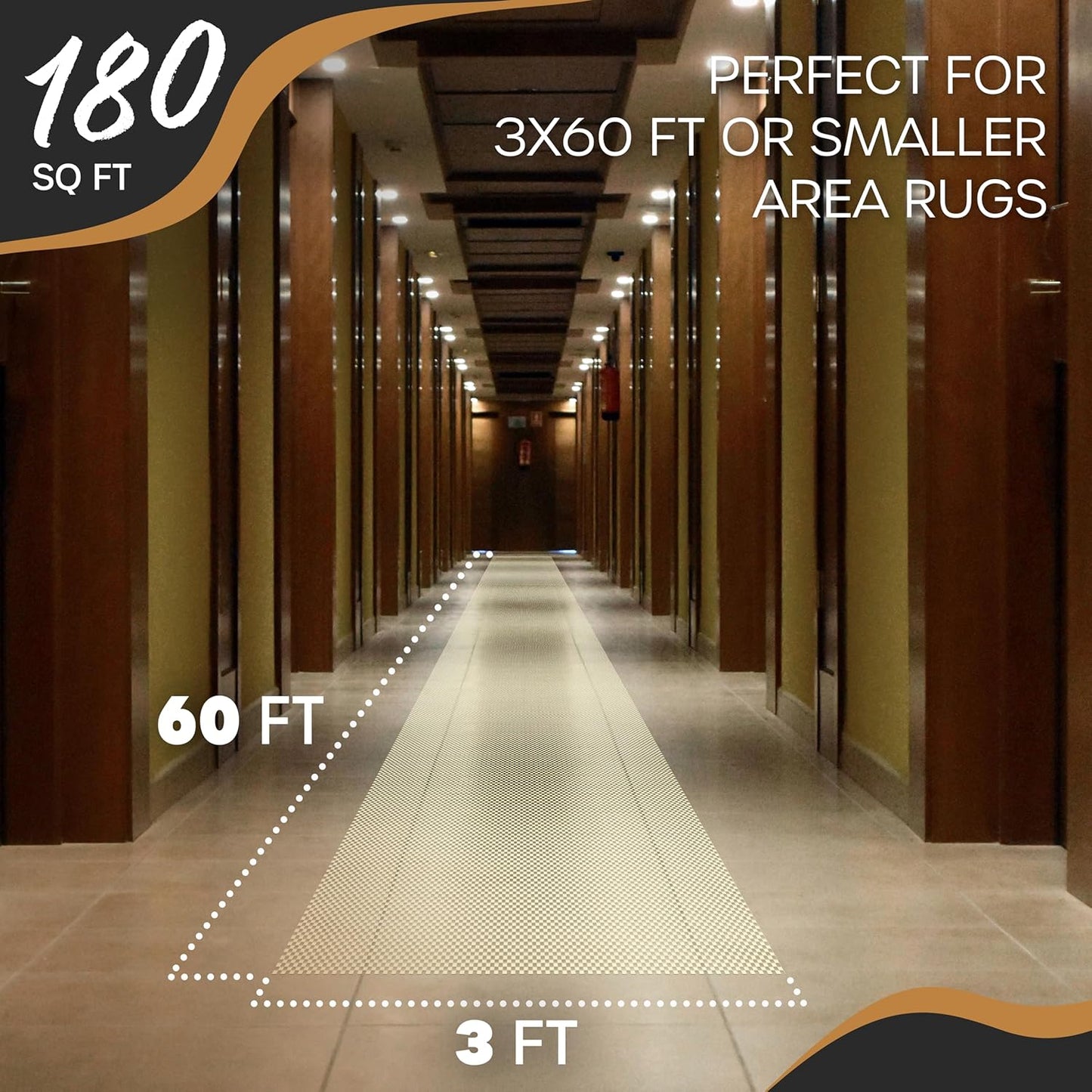 Nevlers 3x60 Ft. White Nonslip Rug Gripper Roll for Hallway Rugs & Runners| No Slip Rug Grip Rug