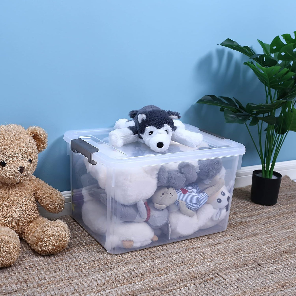 Citylife 32 QT Plastic Storage Bins with Latching Lids Stackable Storage Containers for Organizing