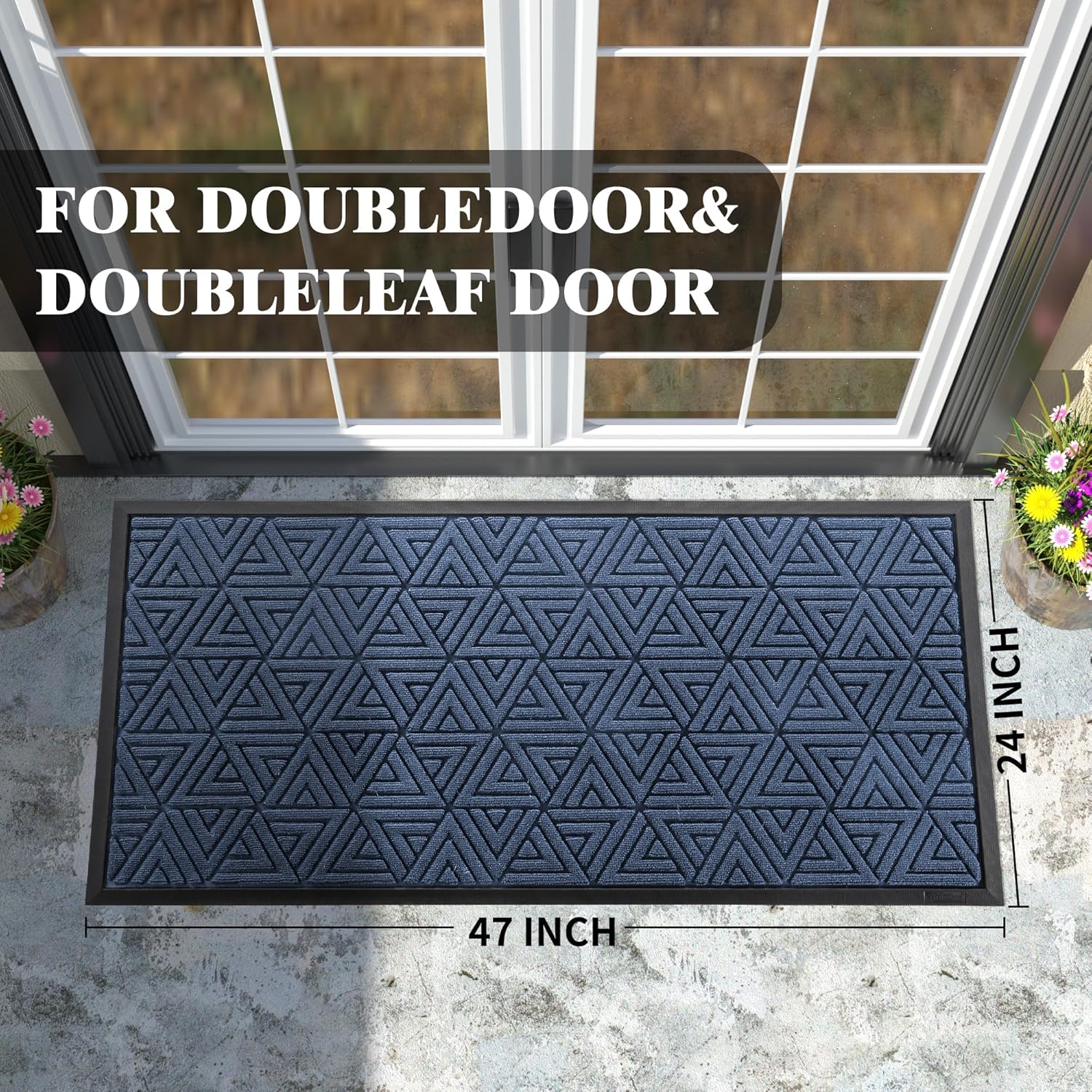 Yimobra Large Door Mat 47x24, All-Weather Waterproof Non-Slip Welcome Matt Outdoor, Heavy Duty Non