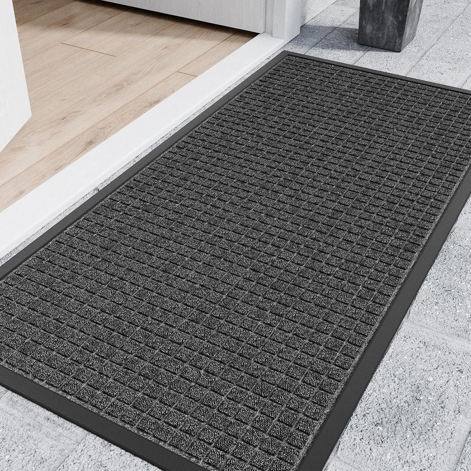 Indoor Outdoor Front Door Mats, 48" x 24" Rubber Backing Non Slip Durable Welcome Floor Mats for