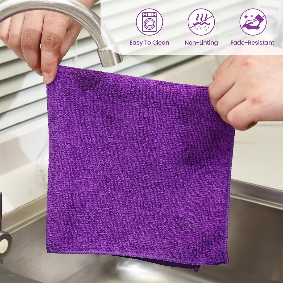 Microfiber Cleaning Cloths-12 Pack,Microfiber Towels for Cars & Kitchen,Highly Absorbent Cleaning