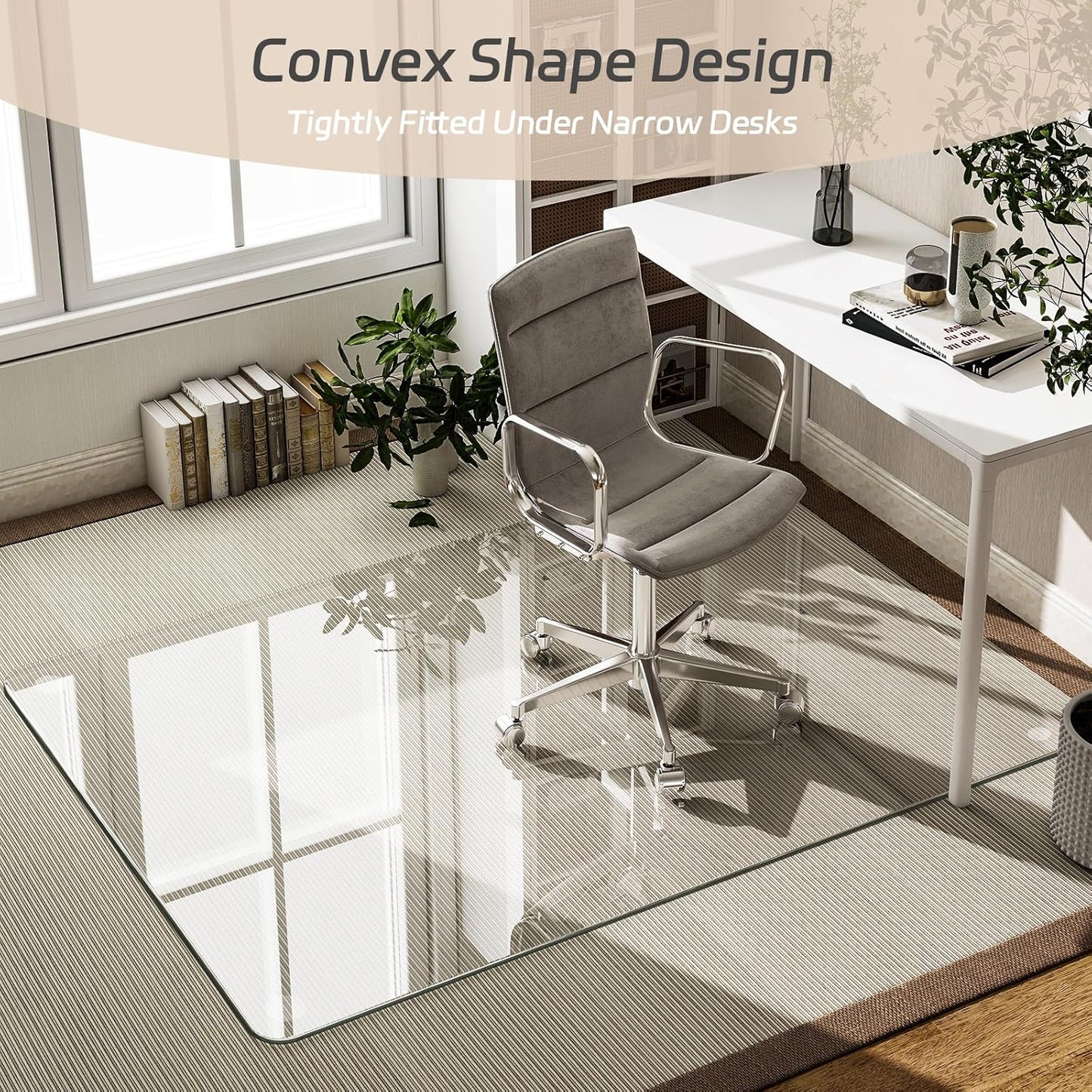 GLSLAND 36"x55" Tempered Glass Chair Mat Rectangle Heavy-Duty Floor Protector for Carpet & Hard