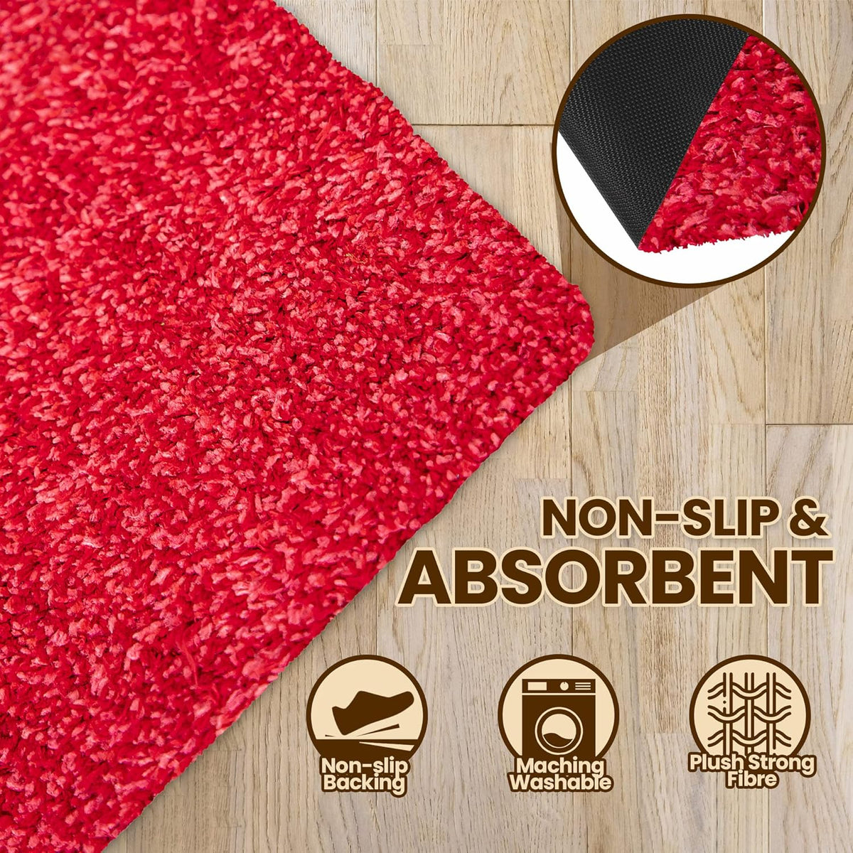 Premium Microfiber Indoor Door Mat – 36"x72" Washable Entry Mat, Non-Slip, Waterproof Backing