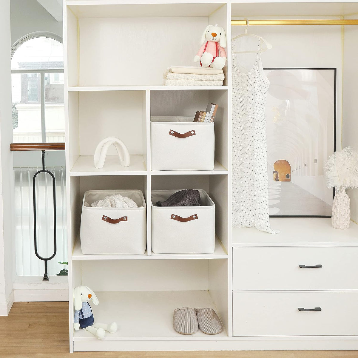 OrganiHaus Extra Large Fabric Storage Bins for Shelves 16x13in, Closet Storage Baskets for Shelf