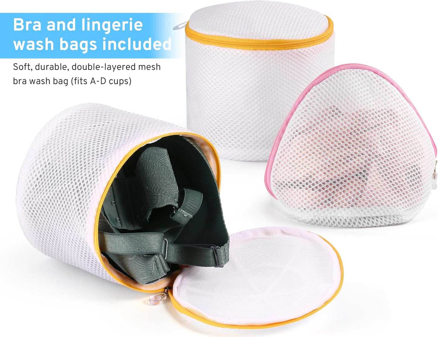 Ultimate 7 Pack 6 Size Mesh Laundry Bags Set for Delicates with AUTO-Lock Zipper, Lingerie Bags for