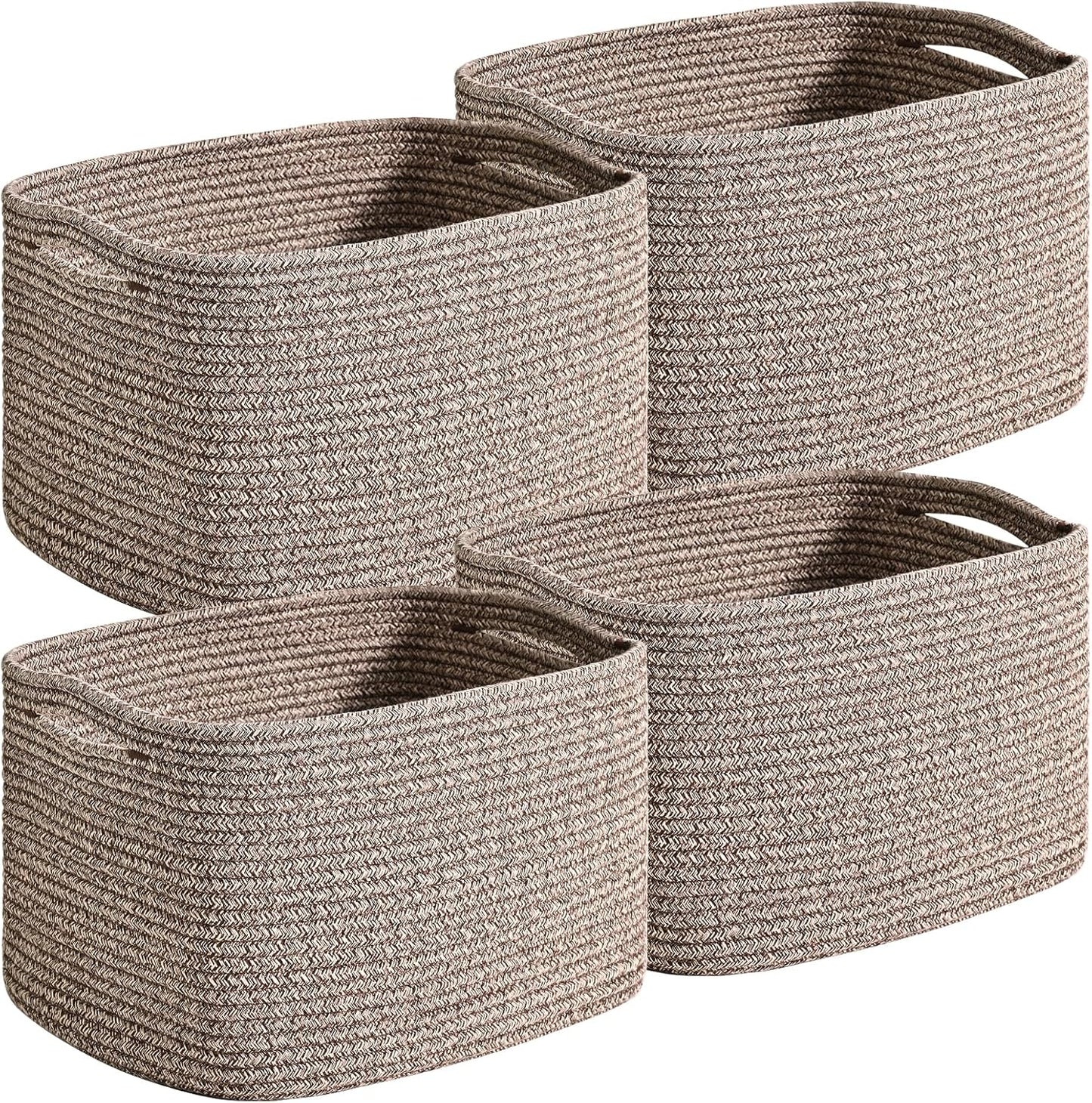 Small Storage Baskets for Organizing Shelves, Cotton Rope Basket for Storage, Cute Rectangular Book