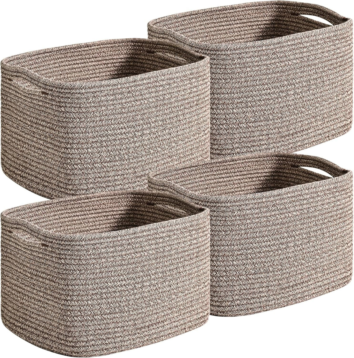 Small Storage Baskets for Organizing Shelves, Cotton Rope Basket for Storage, Cute Rectangular Book