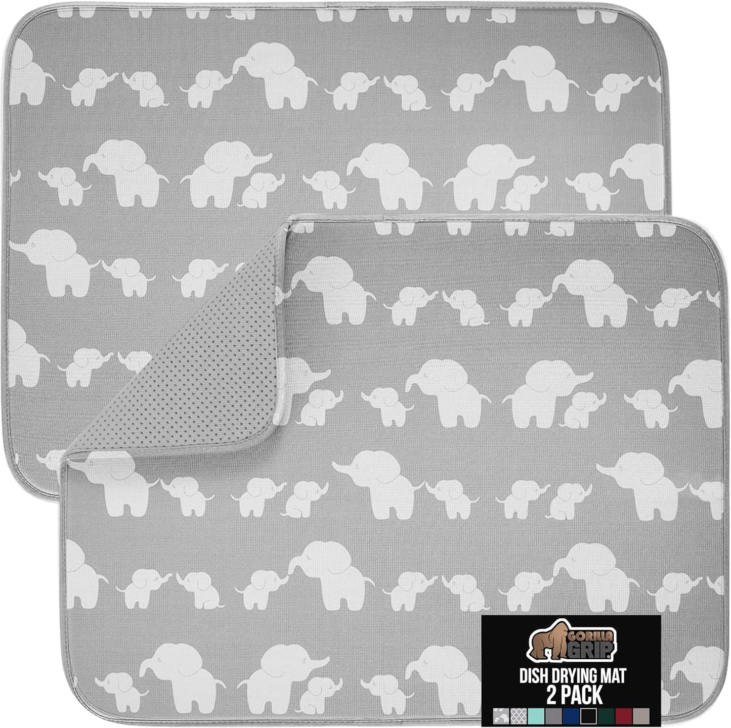 GORILLA GRIP Ultra Water Absorbent Microfiber Dish Drying Mat, 18x24, Quick Dry Mesh, Slip