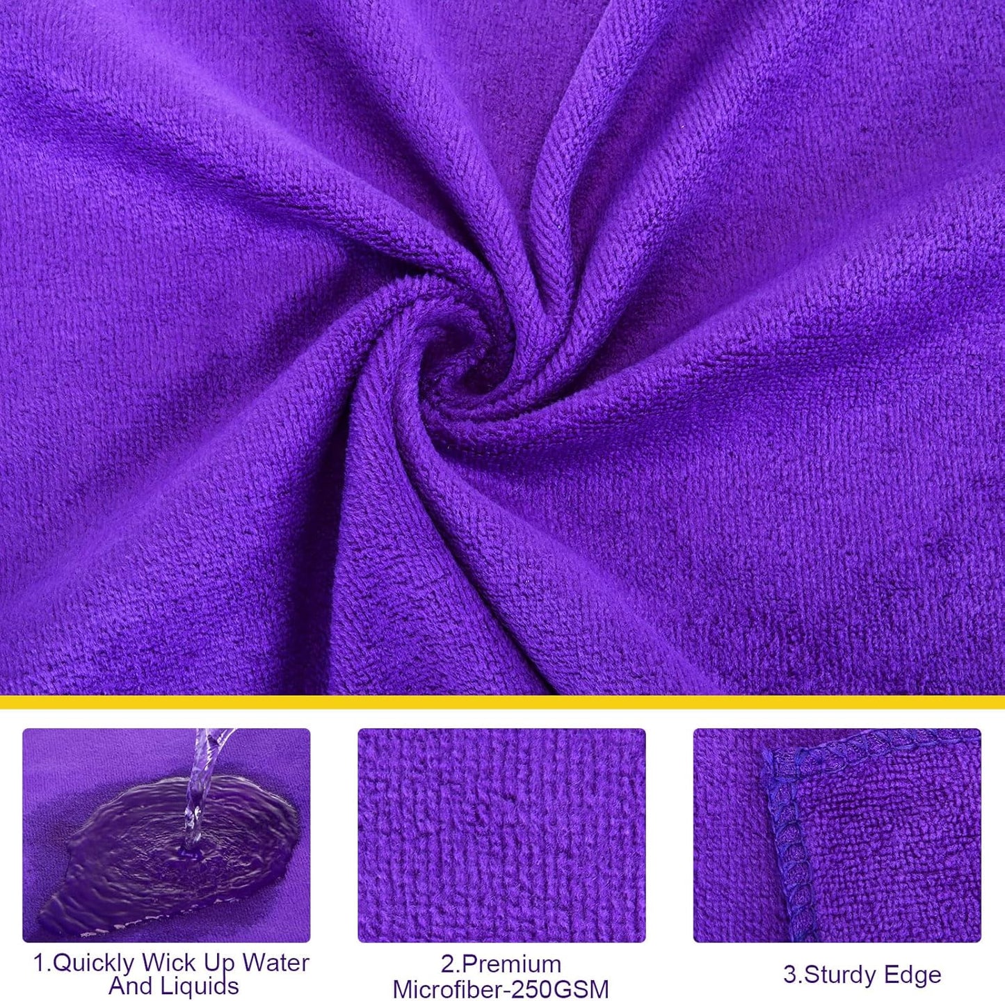 Nuenen Microfiber Cleaning Cloths for Cars 16 x 16 Inch Ultra Absorbent Car Towels Drying Reusable