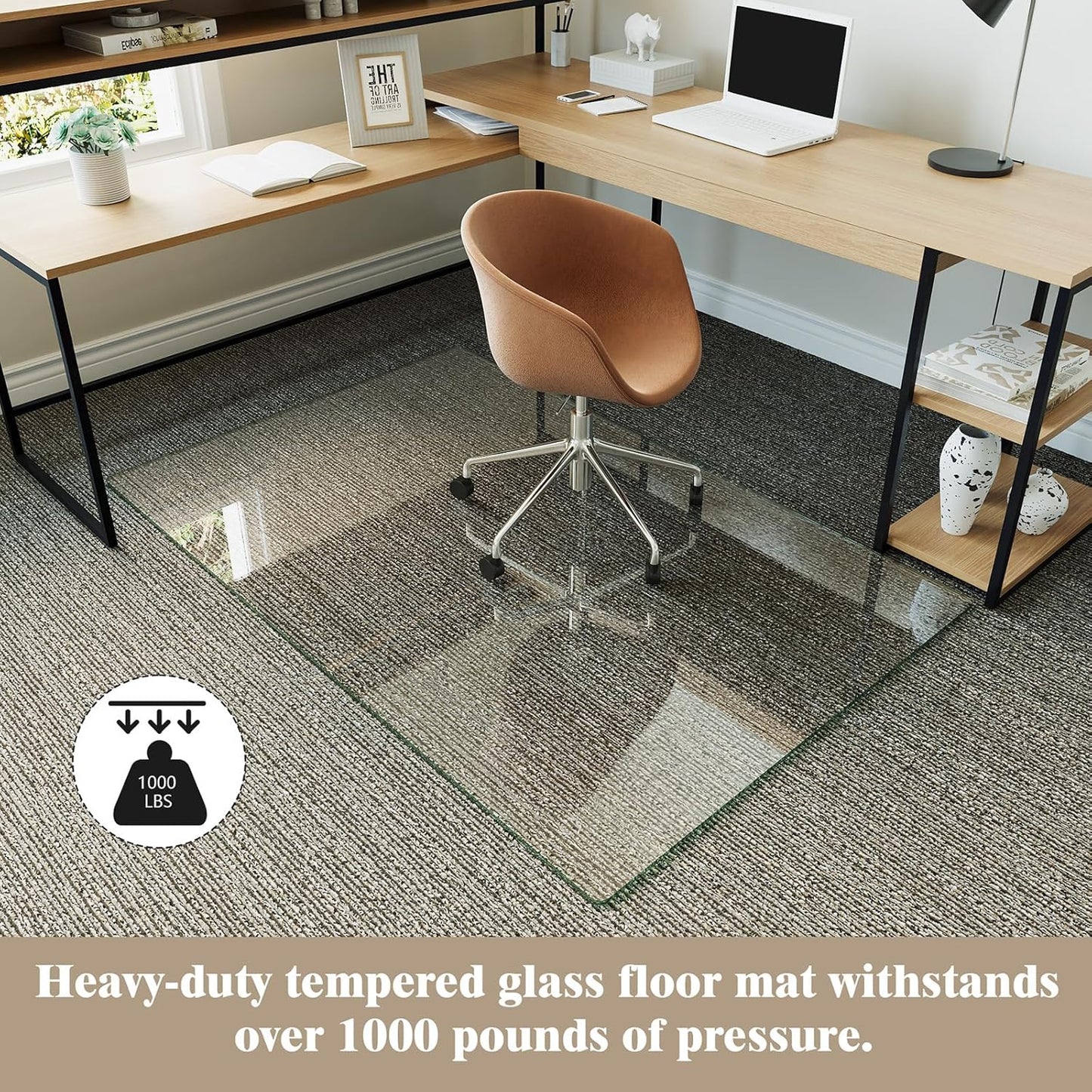 Koonmi Tempered Glass Chair Mat for Hardwood Floors & Carpets, 36" x 55“ Transparent Heavy Duty