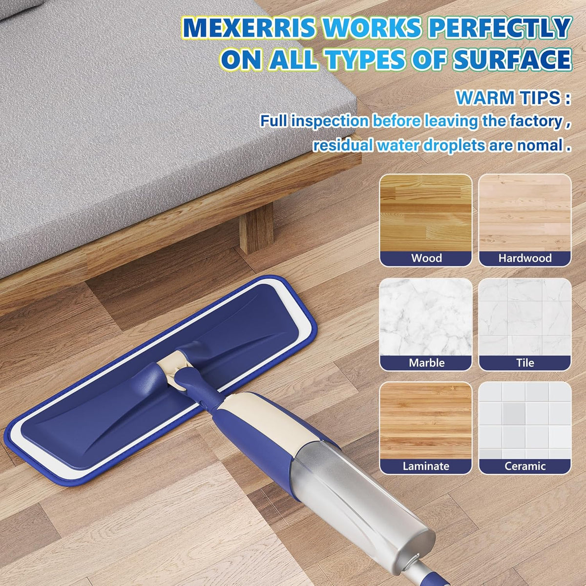 Microfiber Spray Mops for Hardwood Floor Cleaning - MEXERRIS Wet Jet Mops Dry Dust Mop with 3X