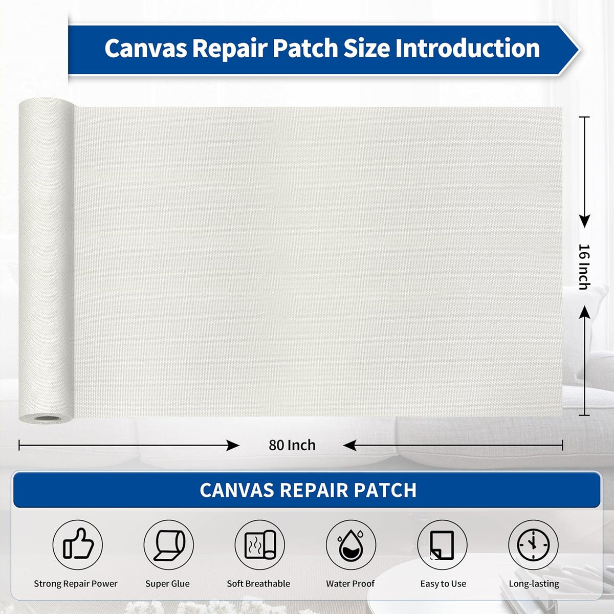 KING MOUNTAIN Linen Repair Patches, Self-Adhesive Linen Fabric Patches, 16X80 inch Extra Size