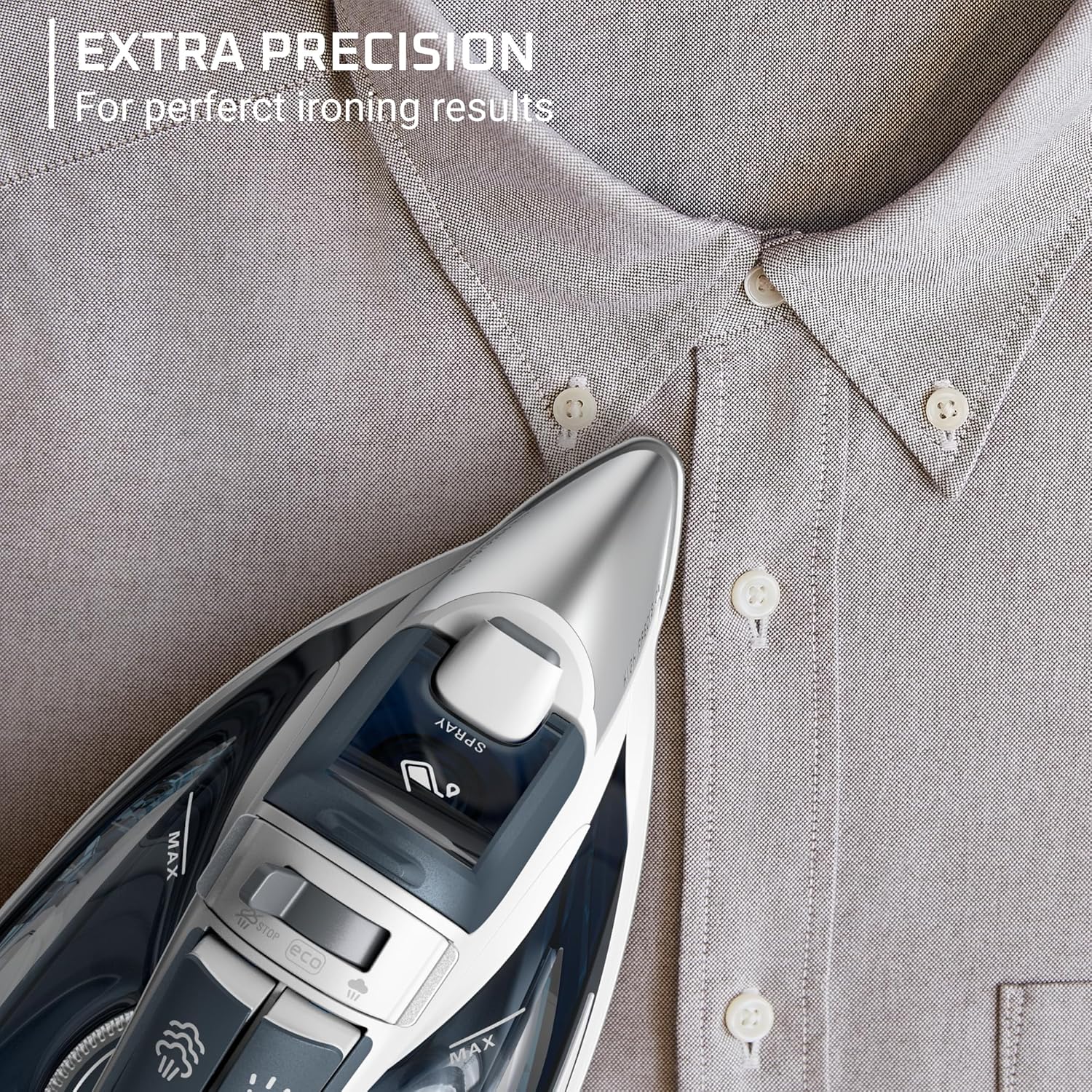 Rowenta Iron Steamer for Clothes, Focus Stainless Steel Soleplate, 400 Microsteam Holes, Powerful