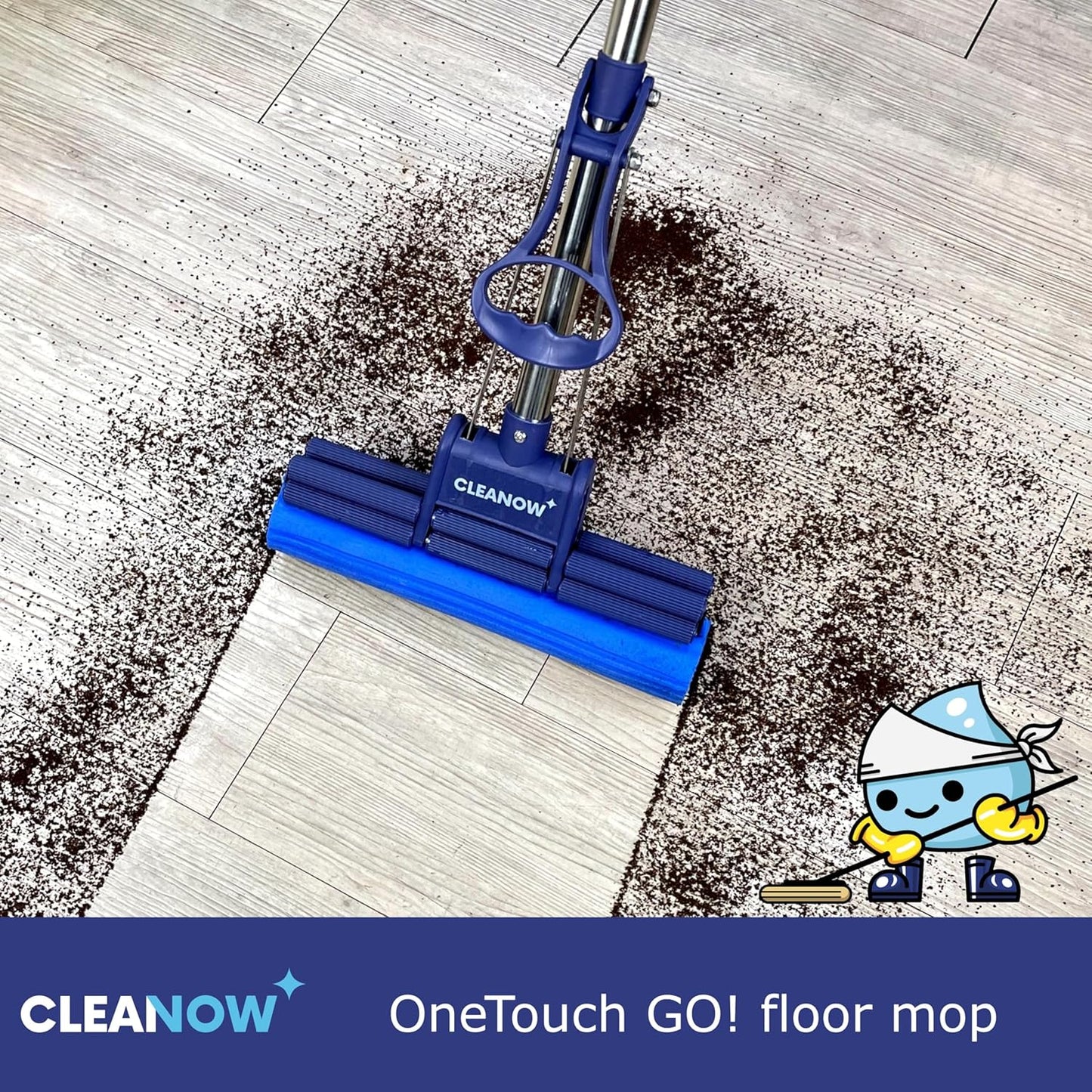 OneTouch GO! Floor Cleaner, Wring Mop, Cleaning Tool with Wringing Function - Sponge mop for
