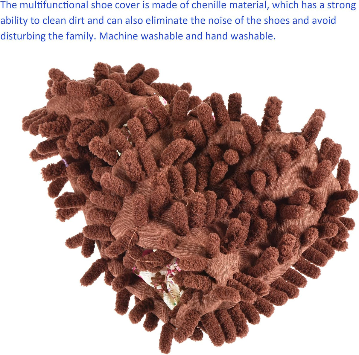 1 Pair Washable Cleaning Shoes Cover - Floor Cleaning Dust, Chenille Microfiber Duster Mop