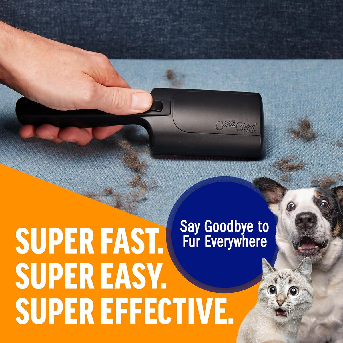 ChomChom Roller for Pet Hair - Reusable Lint Roller Pet Hair Removal Tool for Clothes, Couches