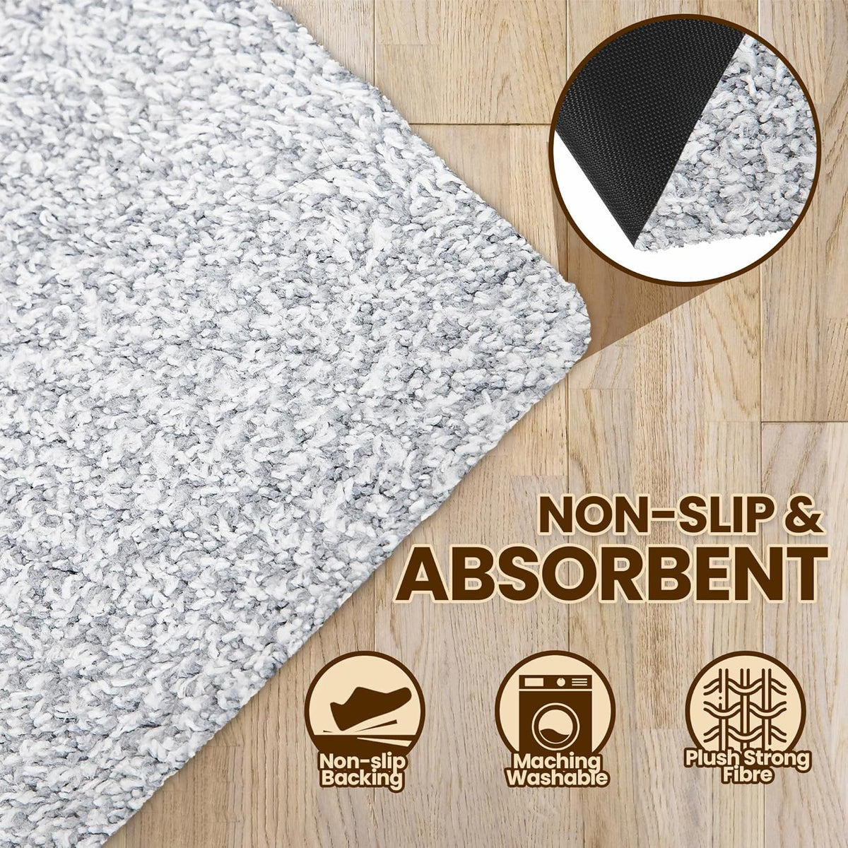 Premium Microfiber Indoor Door Mat – 24"x36" Washable Entry Mat, Non-Slip, Waterproof Backing