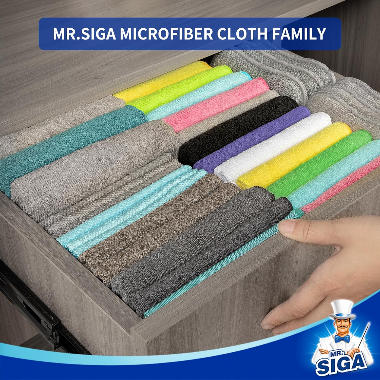 MR.SIGA Microfiber Cleaning Cloths, All-Purpose Microfiber Towels, Streak Free Cleaning Rags, Pack