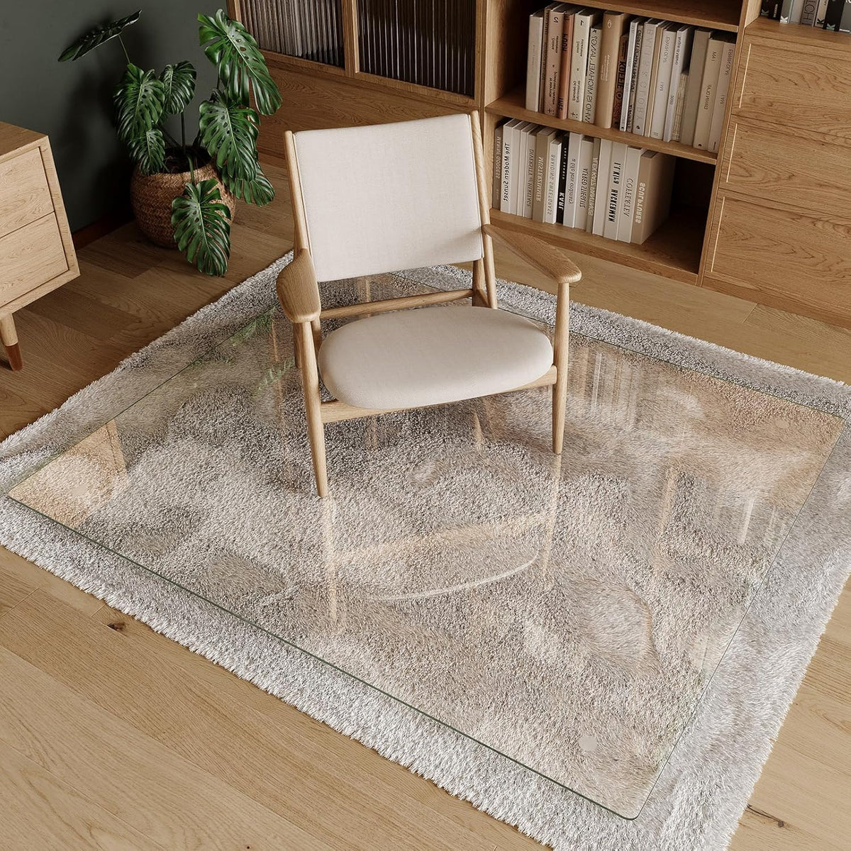 Koonmi Tempered Glass Chair Mat 46"x55" - Premium Office Chair Mat for Hardwood Floors & Low-Pile