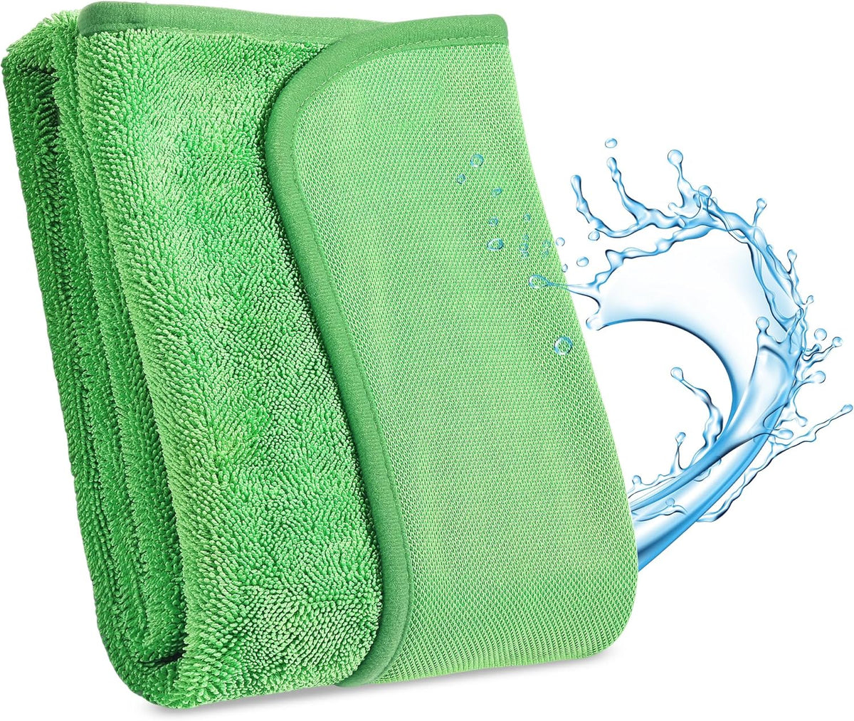 JOYMOOP Microfiber Towels for Cars, 35.4" x 23.6" Car Drying Towel, Green Reusable Car Towel, Quick