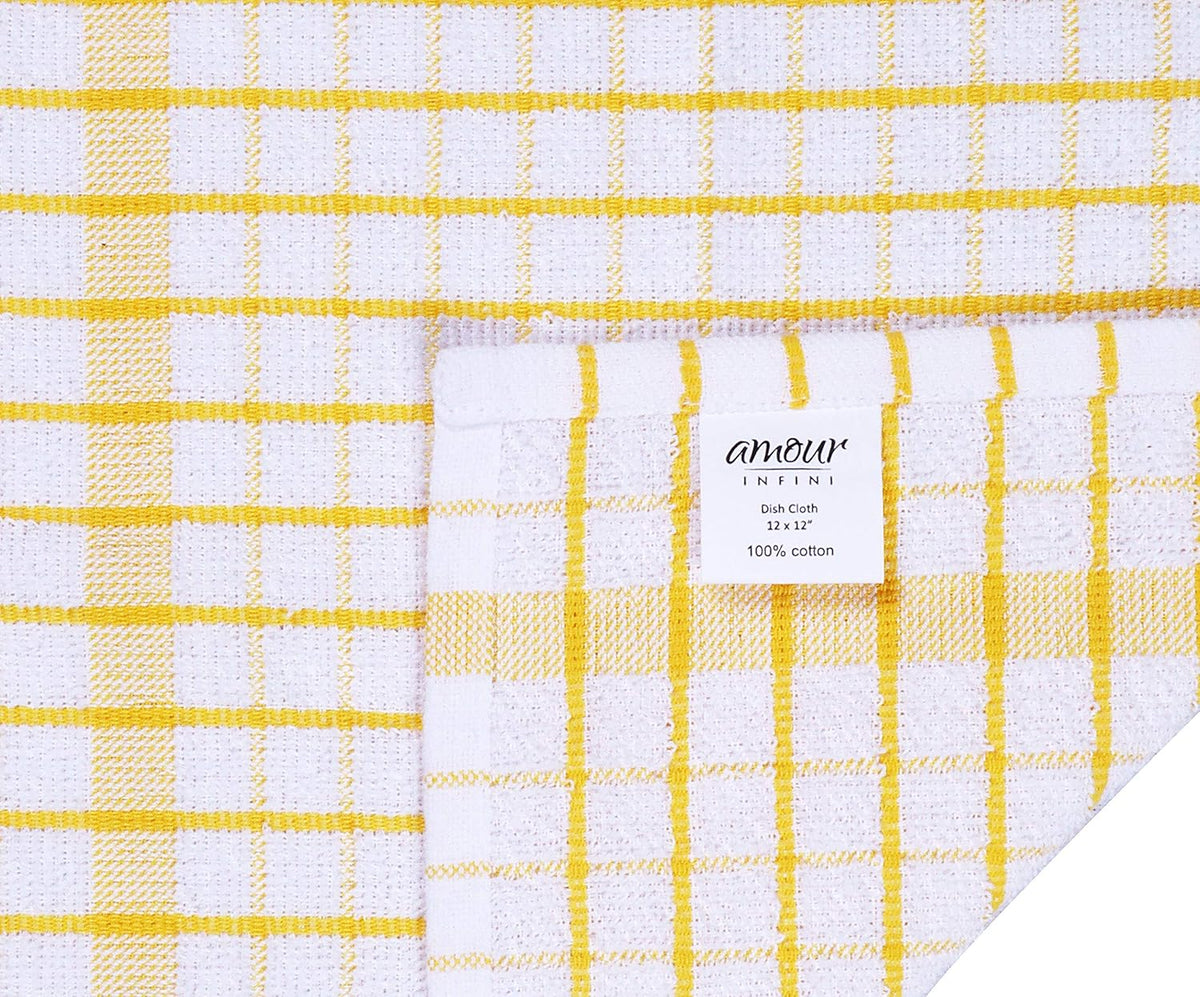 AMOUR INFINI Kitchen Dish Cloths Set of 8 - Ultra Soft, Highly Absorbent, Quick-Drying Terry Cotton