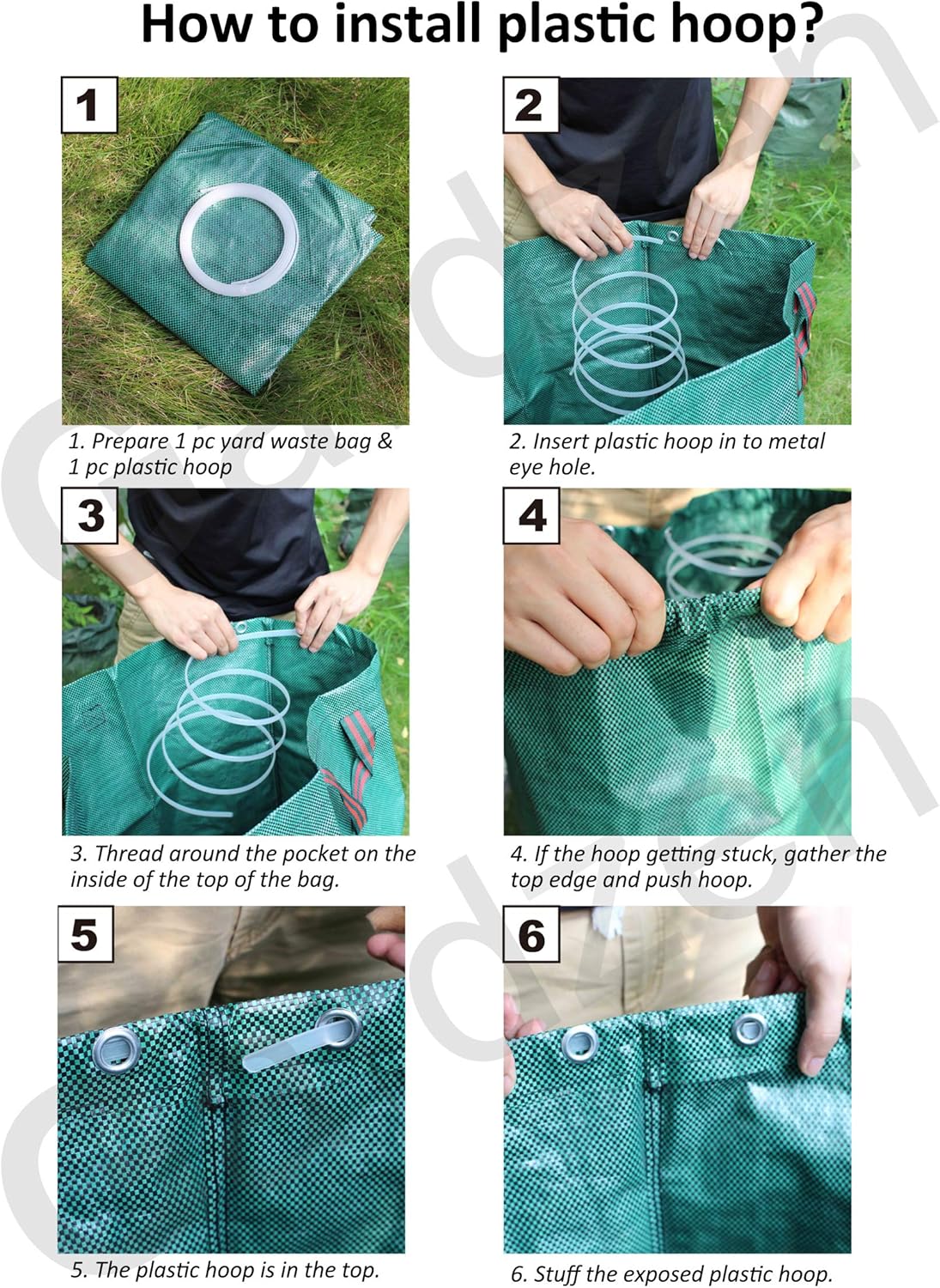 Gardzen 3-Pack 32 Gallon Yard Waste Bags, Reusable Heavy Duty Collapsible Garden Leaf Bags with
