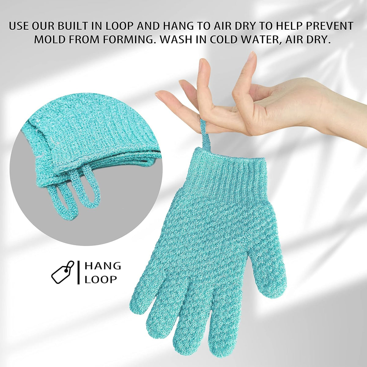 Evridwear Exfoliating Gloves for Shower, 100% Nylon Thick Soft Medium Heavy Bathing Gloves Dead