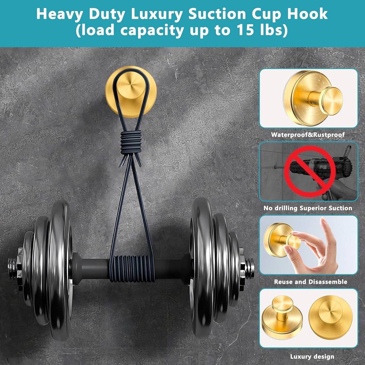 Suction Cup Hooks for Shower,Wreath Hanger for Front Door,Removable No Drill Waterproof Towel